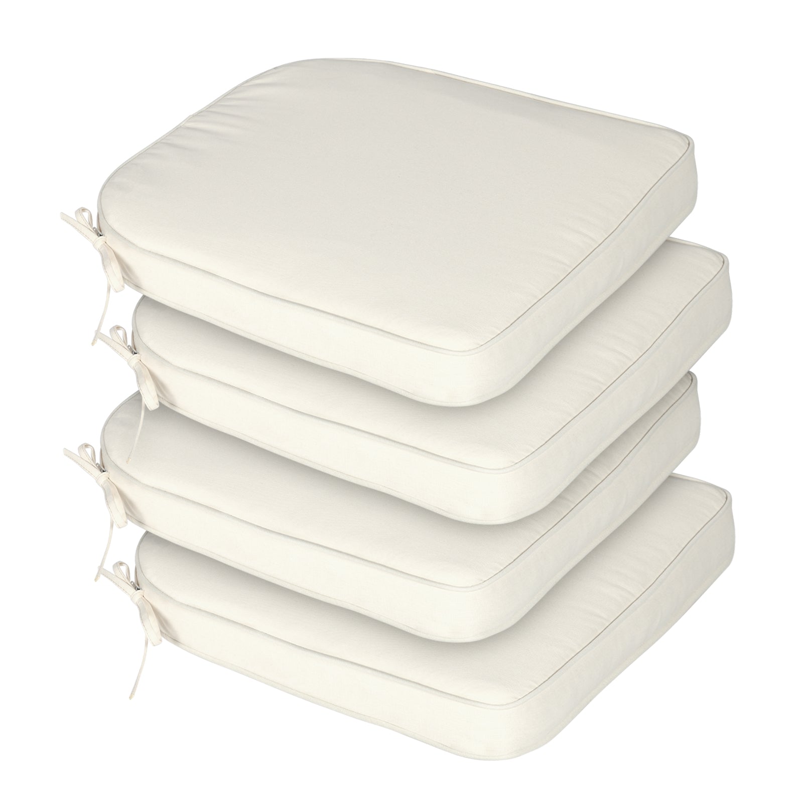 Outdoor Dining Chair Cushions Set, Patio Chair Pads with Ties, Ivory White - Aoodor